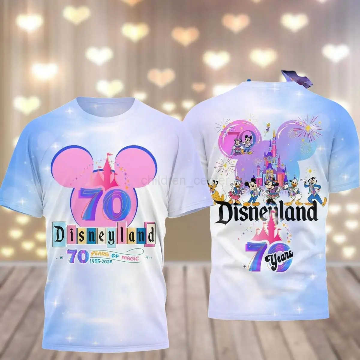 Disney Vintage Disneyland 70th Anniversary 3D T-Shirts Lilo Stitch T-Shirts Magic Kingdom T-Shirts Disneyland Resort T-Shirts W250617