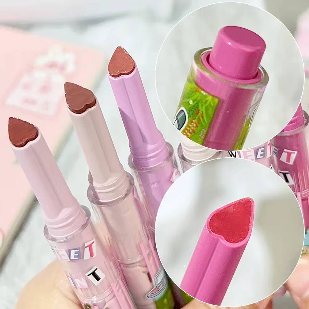 Moisturising Pen Waterproof Jelly Glaze Mirror Water Lipstick Heart-shaped Lip Gloss Non-stick Cup Korean Cosmetic happy