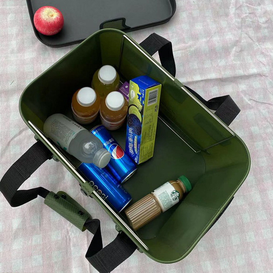 Versatile 28L Camp Organizer Bag - Foldable Hardtop Table & Waterproof Storage Bin for Family Picnics/Hiking Gear, Heavy Duty Eco EVA (Forest Green)