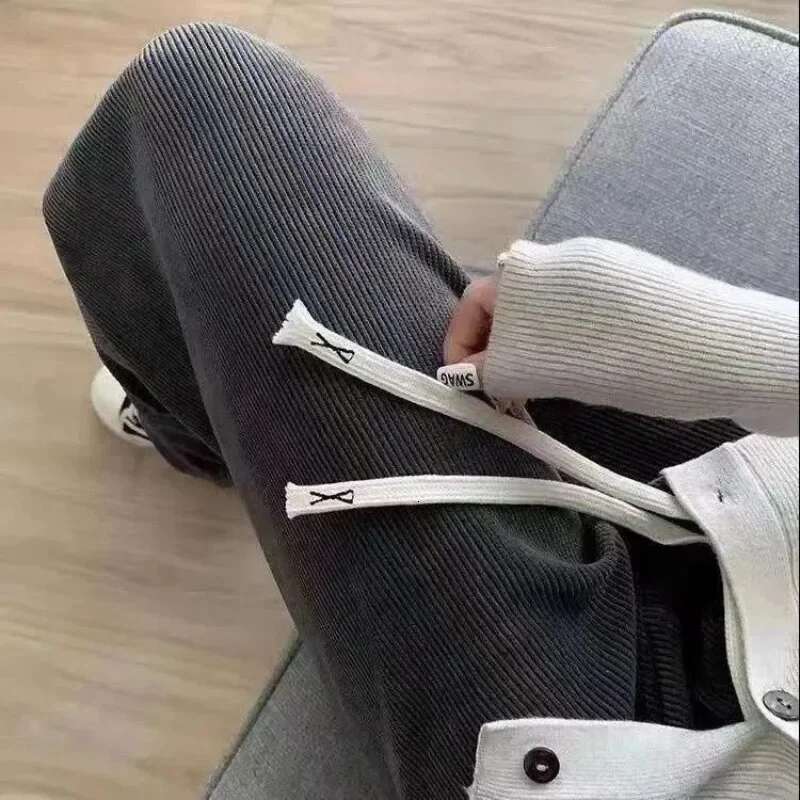 Pants for Women Fluid Woman Trousers High Waist Straight Leg Korean Fashion Trends 2025 Chic and Elegant Casual Cotton Quality G