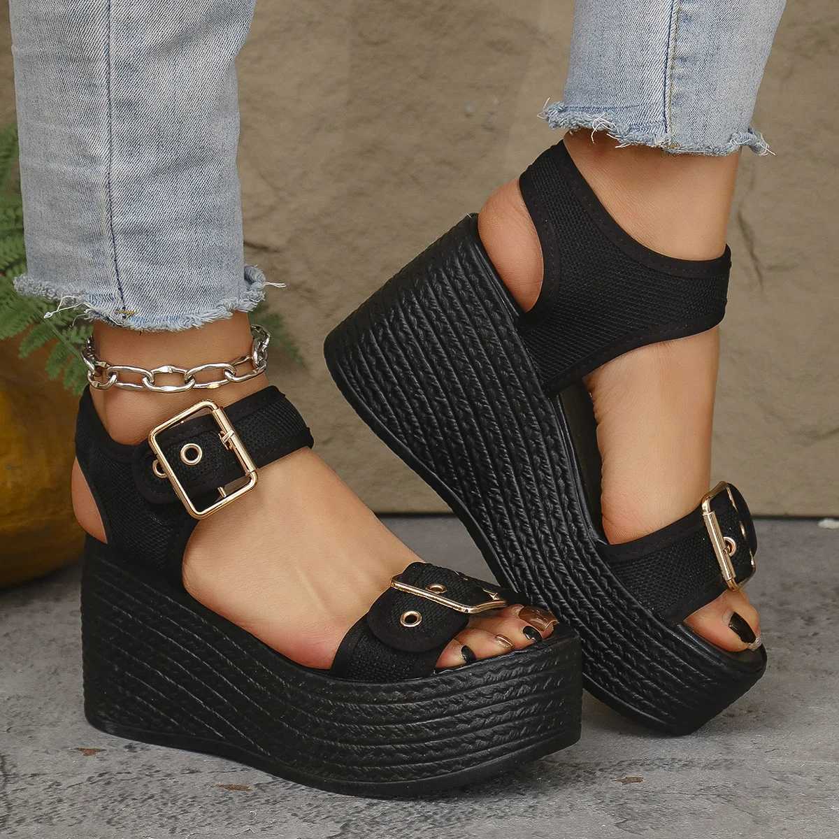 Summer Womens High Heel Shoes 2025 New Casual Platform Wedge Heel Sandals Womens Fashion Open Toe Rome Sandals Sandalias Mujer Z250617