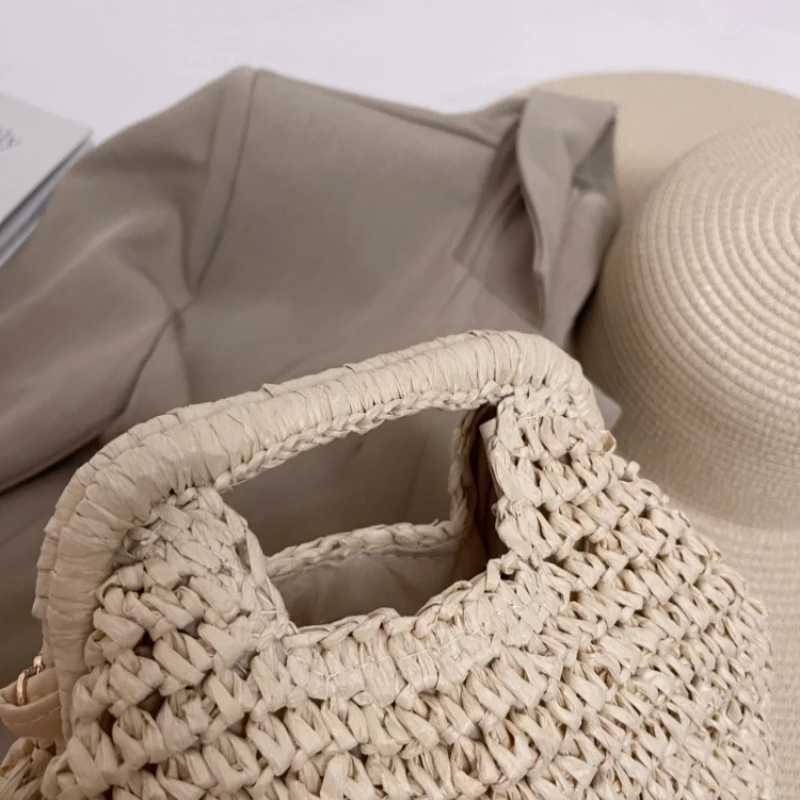 MOODS Raffia Straw Fabric Woven Top-handle Bag And Hat Set For Women Chain Shoulder Crossbody Bag 2025 Summer New Beach Handbags Z250617