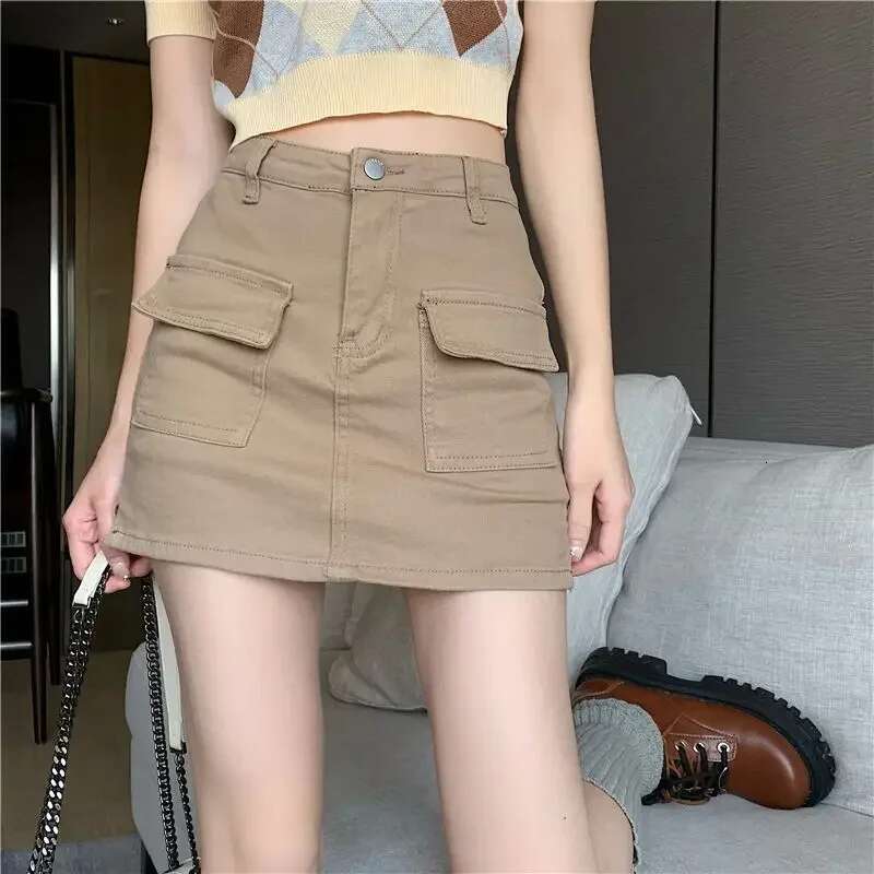 Trend 2025 Vintage Tight High Waist Jeans Skirts for Women Harajuku Premium Modest Clothing Y2k New In Casual Woman Denim Skirt