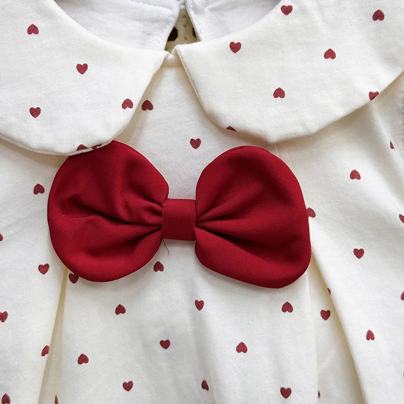 0-2 Y Baby Girls Clothes Toddler Girls Bodysuit Infant Girls Dress One Piece Full of Heart Print Infant Outfit 250617