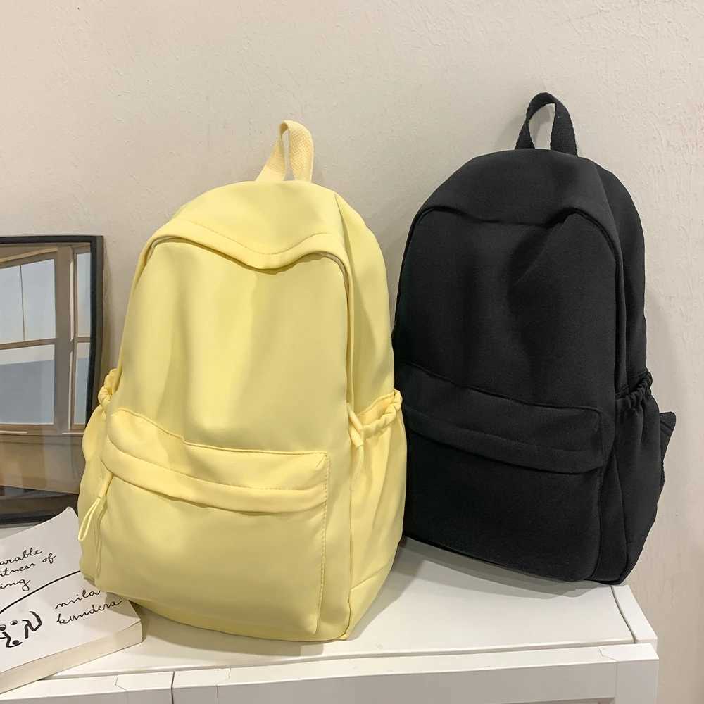 Backpack Simple Casual Solid Color Backpack for Junior High School and College Students Harajuku Versatile Backpack Z250617