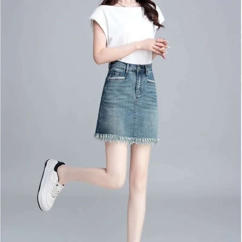 Summer 2025 Korean Fashion High Waist Short Jeans Skirts for Women Modest Aesthetic Premium New In Y2k Vintage Woman Denim Skirt