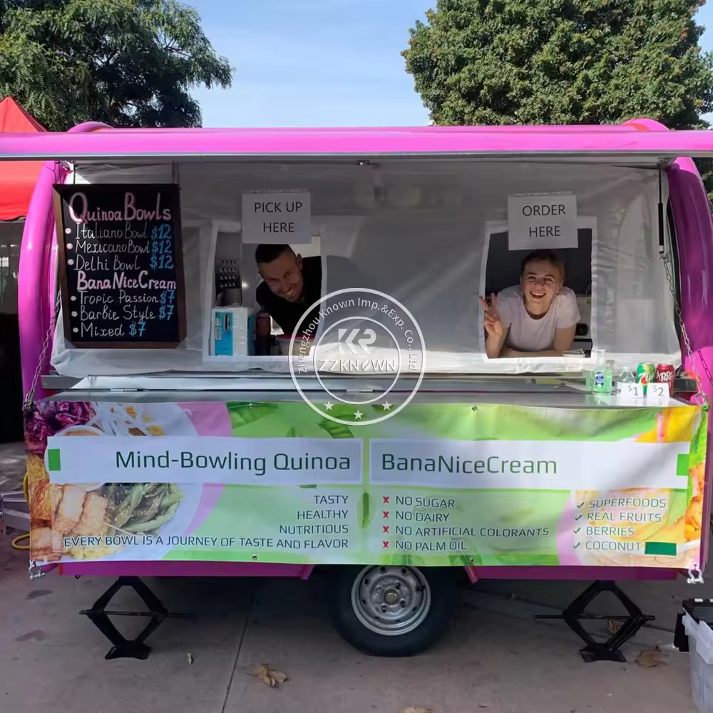 Custom Food Trailer Fully Equipped Concession Ice Cream Cart Street Restaurant Hot Dog Snack Vending Catering Food Truck