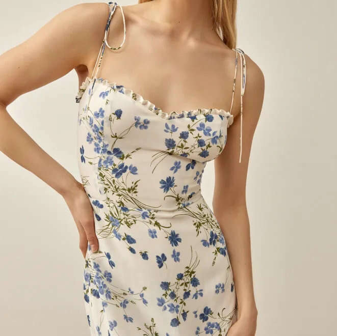 Floral Dress Summer Dresses for Women Dresses Women Dress N602ref Rayon Printed Strap Dress 2025 Summer French Style Womens Fashion