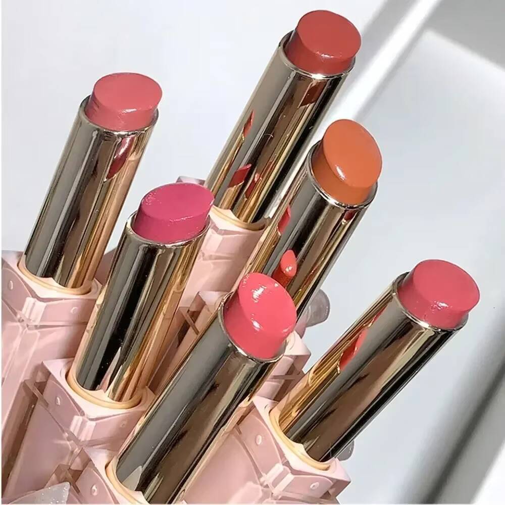 6 Colors Silky Glossy Lipstick Gege Bear Pump Lips Moisture Water Bomb Comfortable Ultra Sheen Non-Stick Cup Lip Balm happy