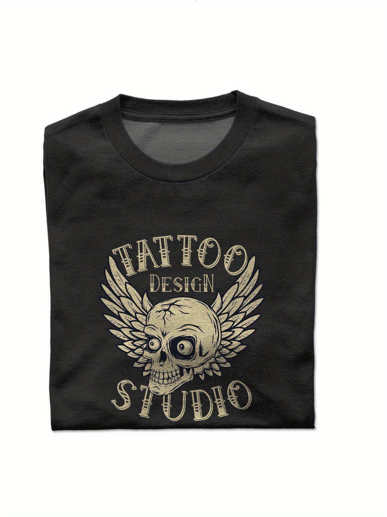 Dongdumaoyi Short Sleeve Adult Black Round Collar T Shirts 180G White Text S-3Xl Graphics Cotton Men Skull 7b5b
