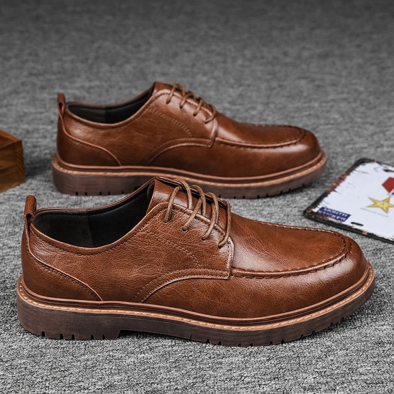 Autumn Men Shoes Brogue Casual Shoes Men Genuine Leather Shoes Work Boots Business Casual Sneakers 250613