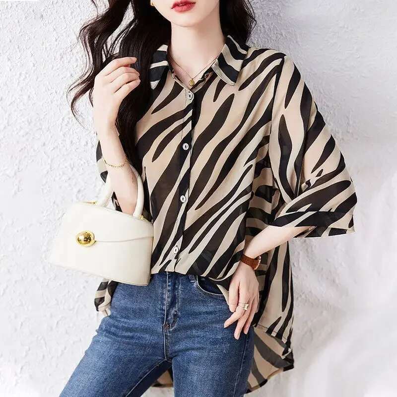 Shirts Blouses for Women Chiffon Full Long Sleeve Summer Woman Top Sale of 2025 Novelties Elegant Chic Novelty Basic M Tunic S