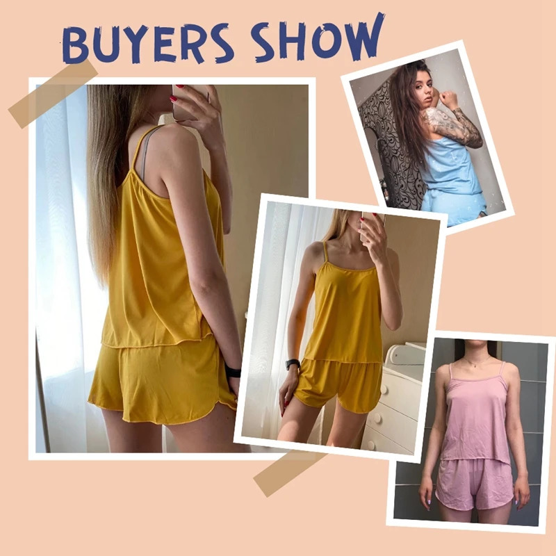 Summer Pajamas Set for Women Sexy Home Clothes SleepwearTank Top Suits with Shorts Cute Underwear Soft Nightwear Sleeveless 250616