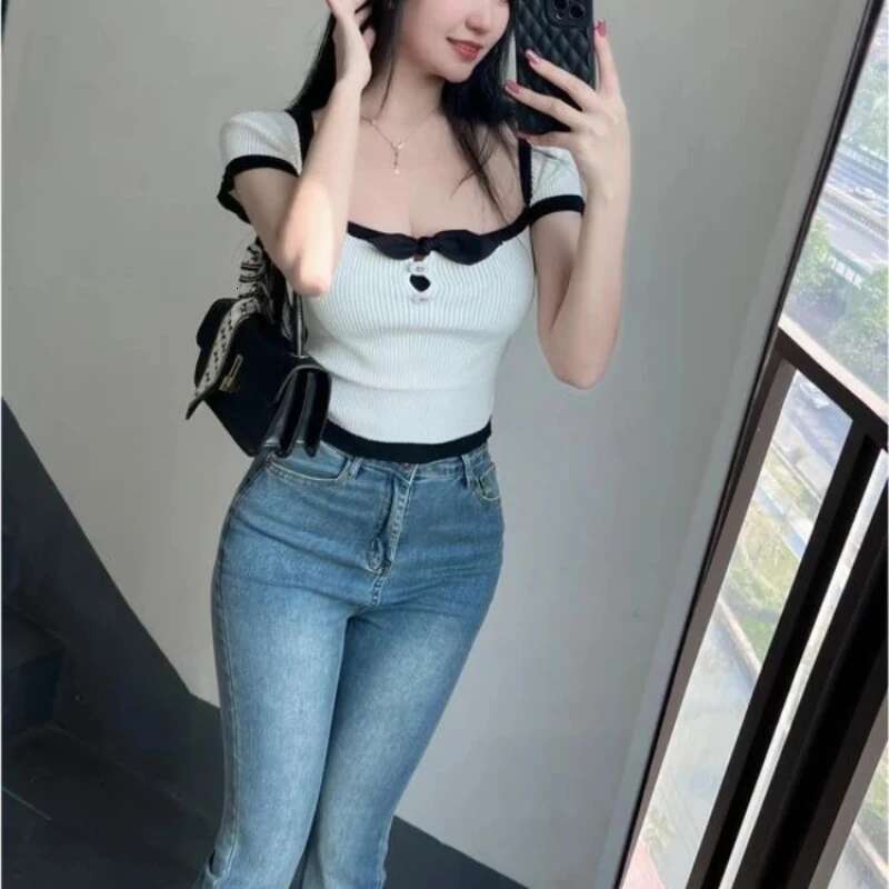 Womens Jeans Stretch High Waist Female Cowboy Pants Cheap South Korea Size X Larg Japanese Y2k Top Selling Teenagers Trousers