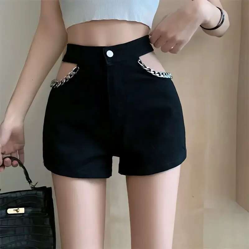 New In Sexy Hollow Womens Denim Shorts Kpop Streetwear 2000s Clothes Y2k Fashion Clothing 2025 Hot XL Female Short Jeans Pants