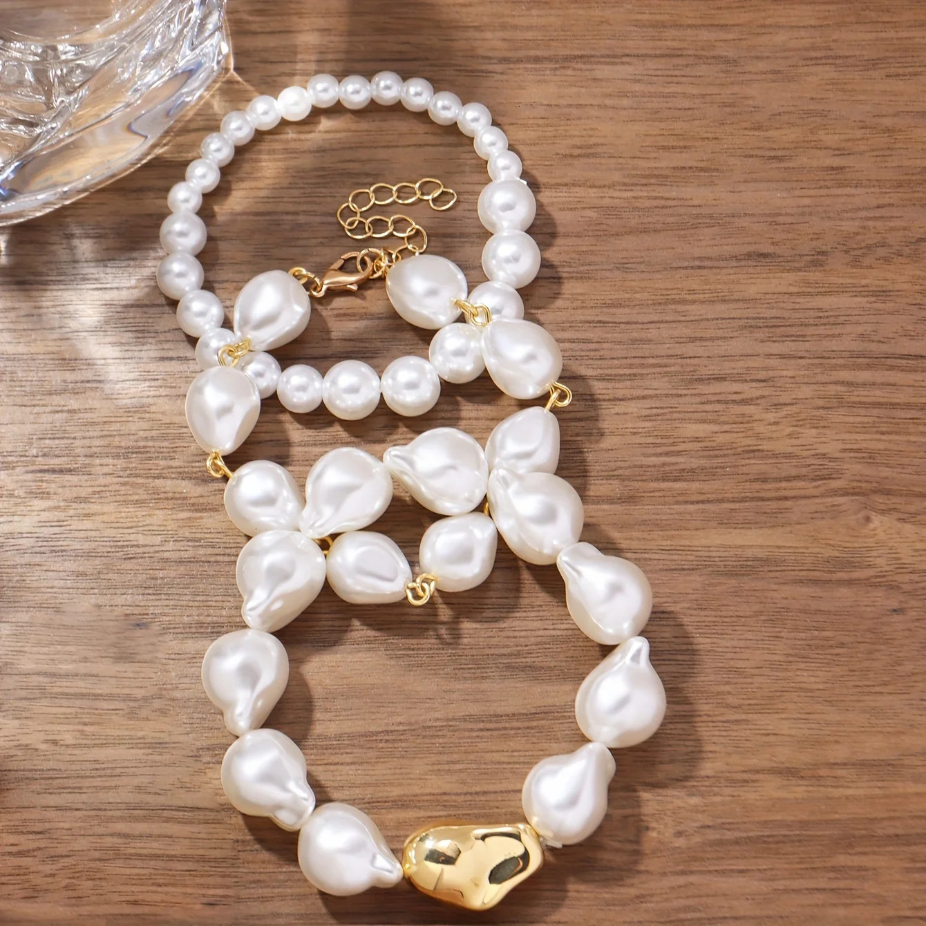 Exquisite pearl bead womens bracelet set banquet jewelry 250616