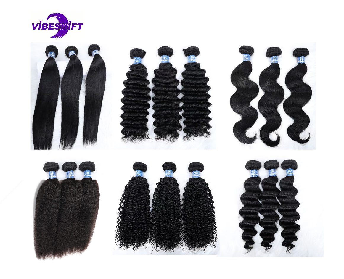 ViBESHiFT 10-26 Inch Straight Hair Body Wave Deep Wave Water Curly Virgin Human Hair Extensions Unprocessed 100% Human Hair Weave Bundles Hair piece f