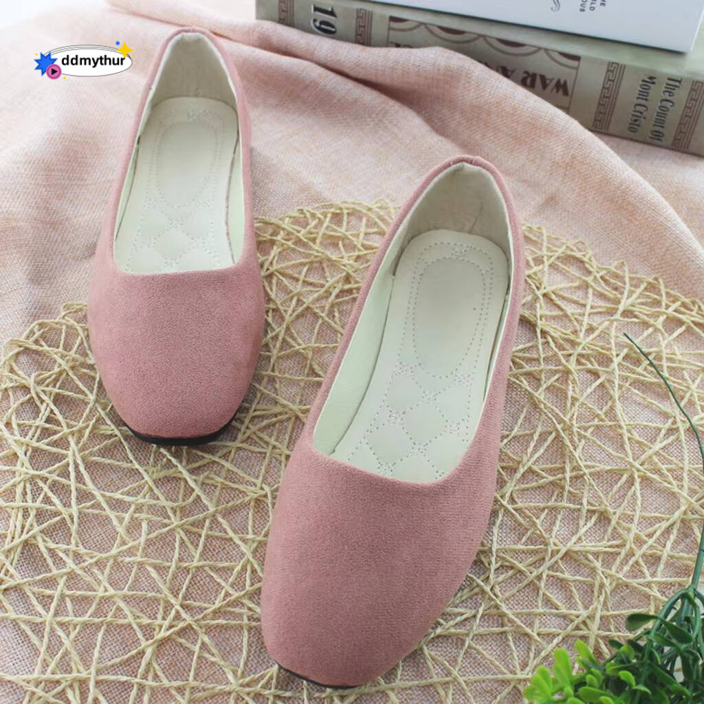 New Fashion Loafers Solid Big Size Slip On Flat Comfort Casual Single Round Head Shallow Mouth Shoes ddmythur