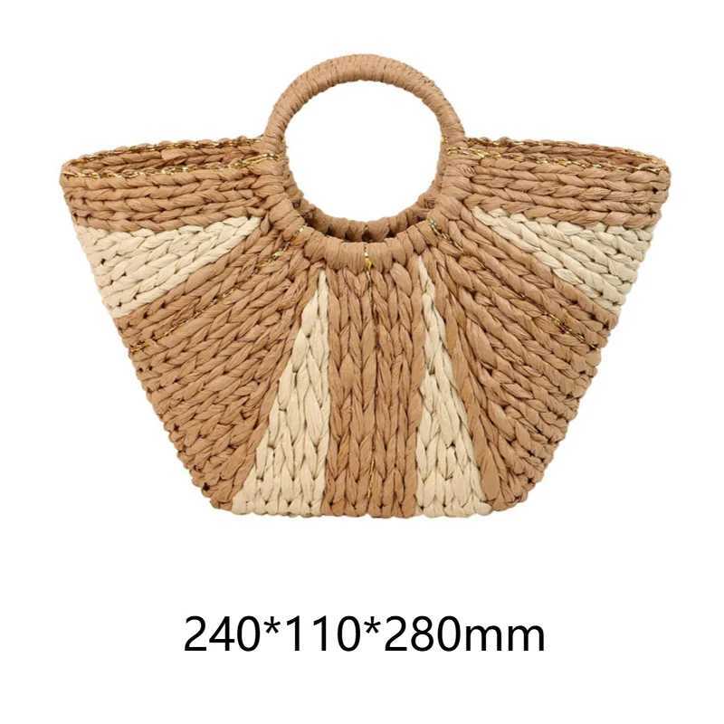 Straw Handbags Handwoven Beach Top-Handle Bags Hollow Out Stripe Tote Hand Bags Large Capacity Half-Moon Bag for Vacation Travel Z250617