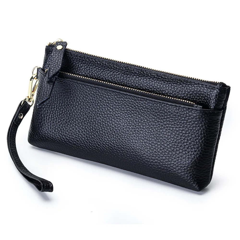 Womens Wristlet Clutch Purse Genuine Leather Clutch Cellphone Smartphone Long Wallet Vintage Purse Travel Double Zip Wristlets 250617