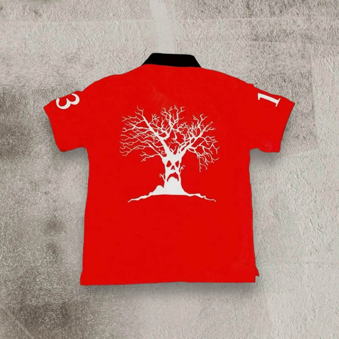 Streetwear Men Women Vintage Polo Shirt Y2K T Shirt Hip Hop Lettering Pumpkin Head Embroidery Oversized Shirt Short Sleeve Tops 250616