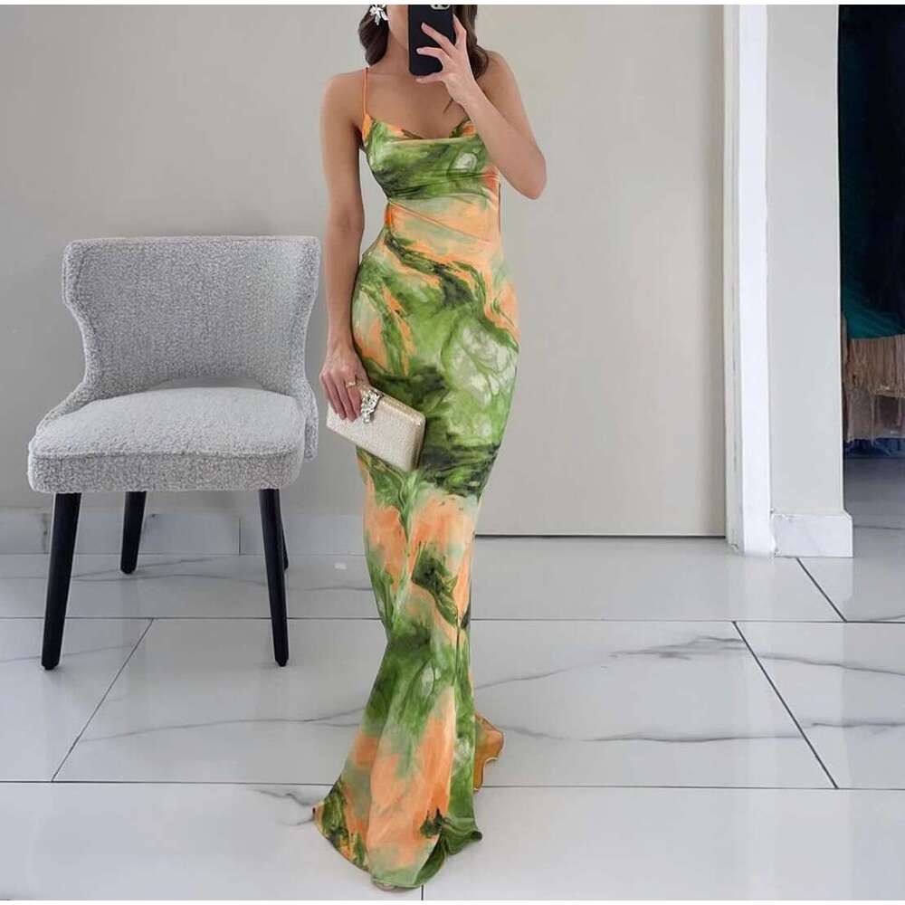 Women's Fashion Summer New Stylish Elegant Printed Sexy Slim Dress B5