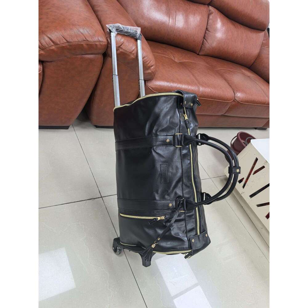 Travel Convenient Carry-On Clothing Large PU Leather Luggage Trolley Bag Fashionable B5