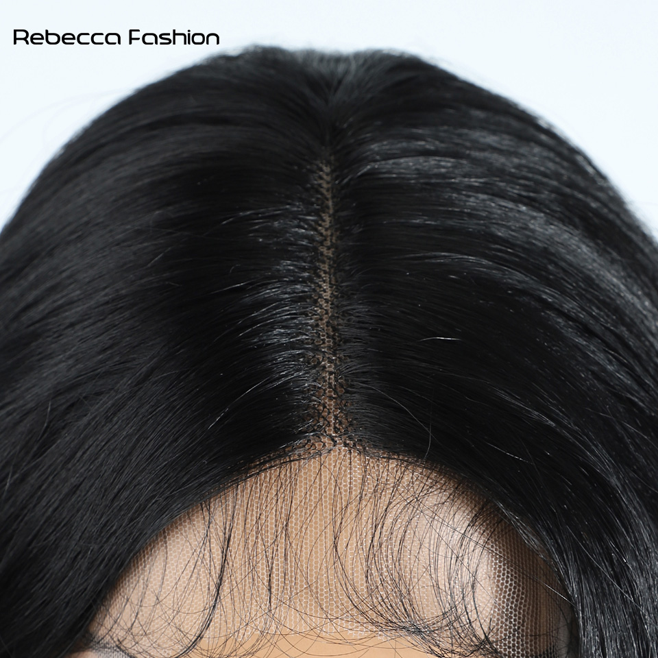 Rebecca Fashion Synthetic Front For Women 32 inch Long Body Wave Lace Ombre Blonde Brown Cosplay Wigs Heat Resistant Wig