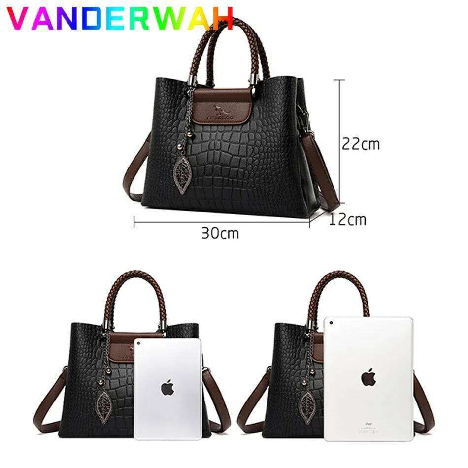 3 Layers Alligator Crossbody Hand Bag For Women Mom Fashion Casual Tote Female Shoulder Messenger Sac Brand Pu Leather Handbags