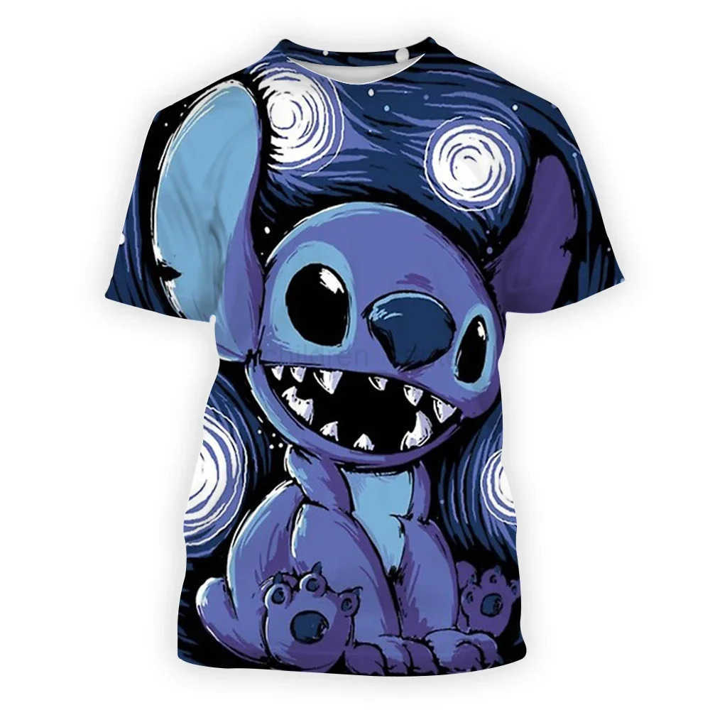 Disney 2024 Disney Anime Lilo Stitch 3D Print T-Shirt Kids Tops Tee T-shirt Women Men Unisex Summer Short Sleeve T-Shirts W250617