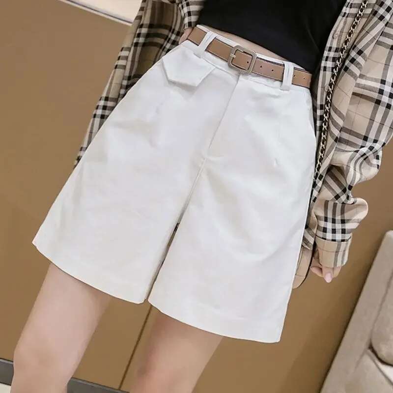 Female Short Pants Wide Korean Style Womens Shorts Jorts To Wear Cheap Stretchy Elegant Youthful Trend 2025 Outfits Elasticty