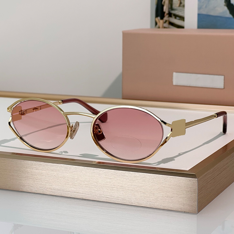 Designer Sunglasses Fashion Small Metal Oval Sunglasses For Women Men Luxury Sunglasses 52YS Outdoor Goggles UV400 Protection Glasses With Box