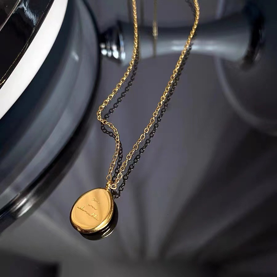 Fashion Light Style Personality Versatile Temperament Irregular Round Letter Necklace for Women Titanium Steel Non-Fading Jewelry