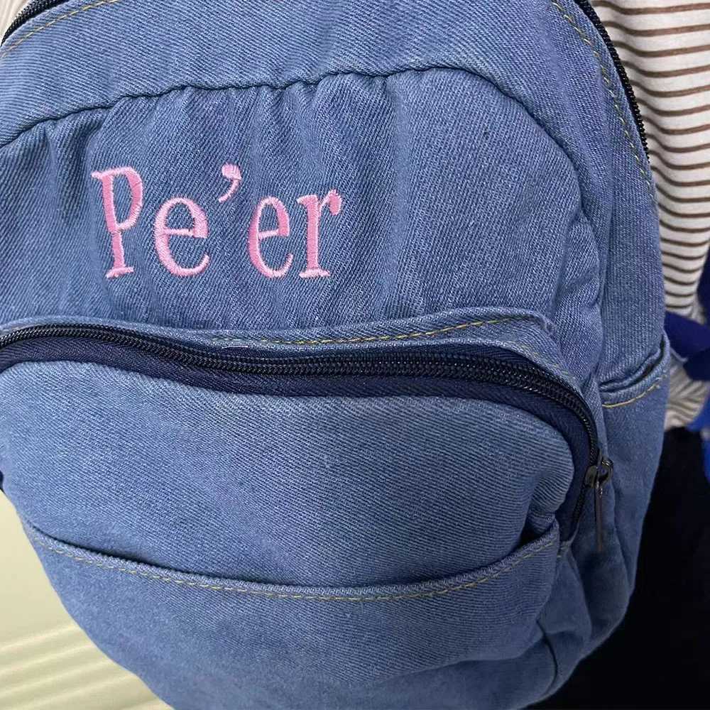 Customized Mini Womens Denim Backpack Personalized Embroidery Name New Fashion Versatile Backpack Unique Gift for Young Ladies Z250617