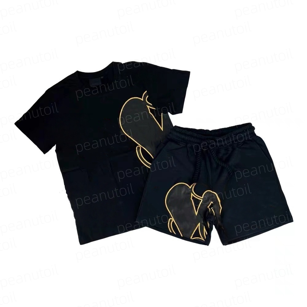 Y2K Survêtement Homme Ensemble 2 Pièces Hip Hop T-shirt Oversize Imprimé Lettre Manches Courtes Short Pantalon Vêtements Gothiques