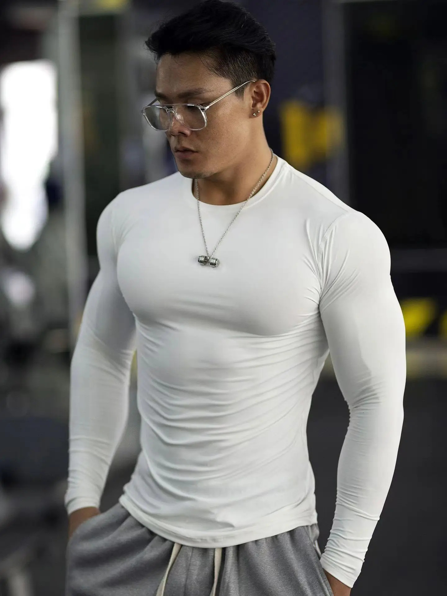 Summer Mens Fashion Tight Running T-shirt Fitness Training Long Sleeve Sports Shirt Cycling Slow Running Loose Top 250616