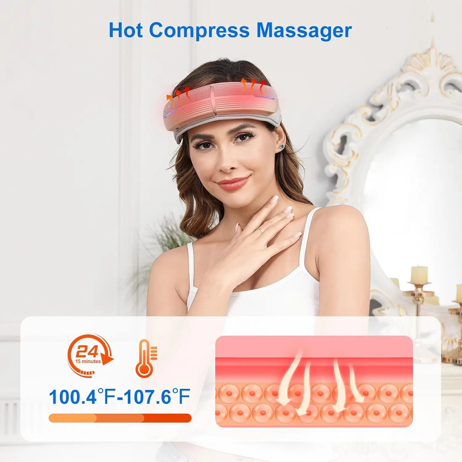 Portable Electric Head Massager with Heat Bluetooth 5 Modes for Deep Relaxation Stress Relief and Better Sleep 250605