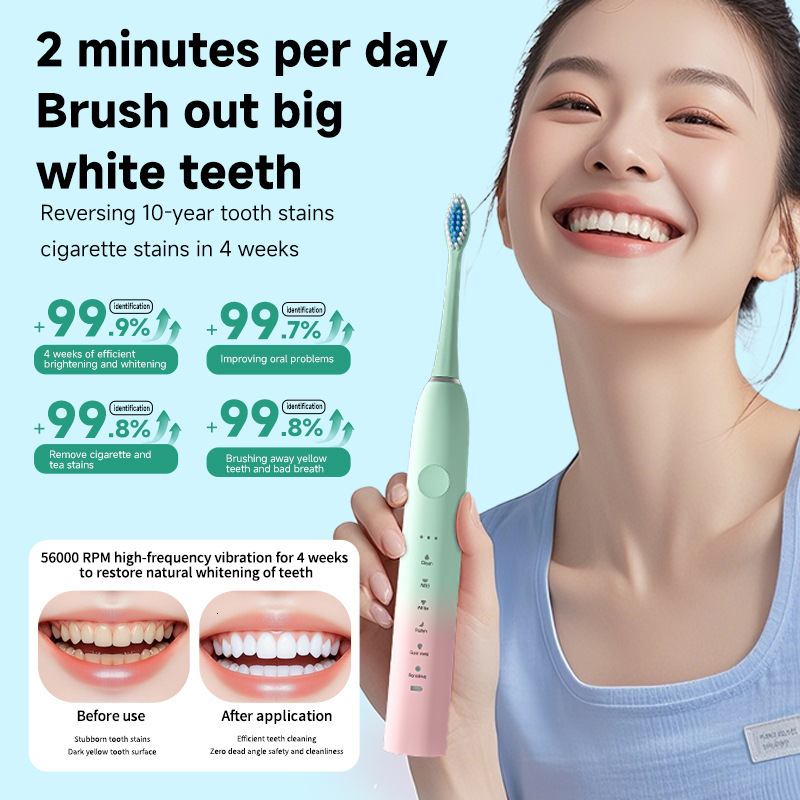 Soft Bristle Rechargeable Automatic Metal Shaft 18-Speed Electric Toothbrush Couple Model For Adults