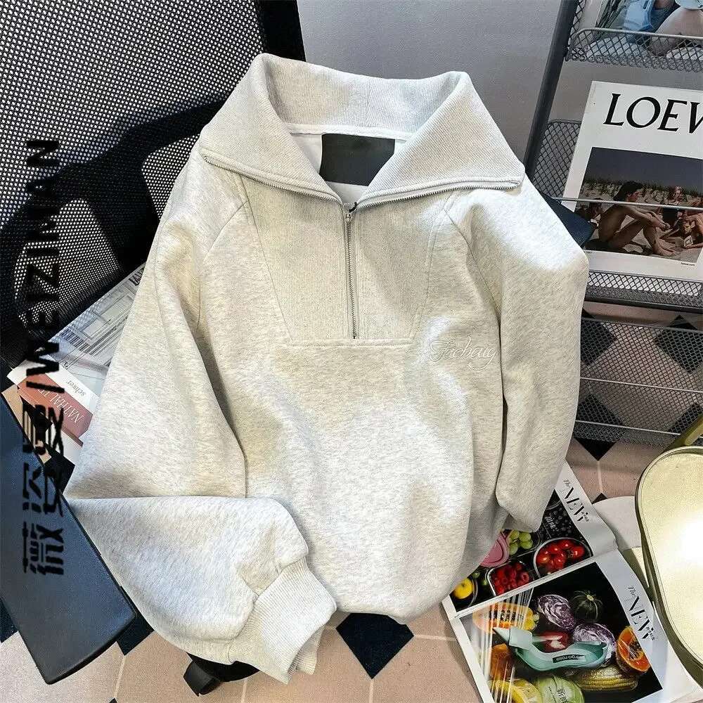 Sweatshirt for Women New In Casual Woman Tops Streetwear Pullover Youthful Clothes Y2k Style Korean Clothing High Quality Emo E