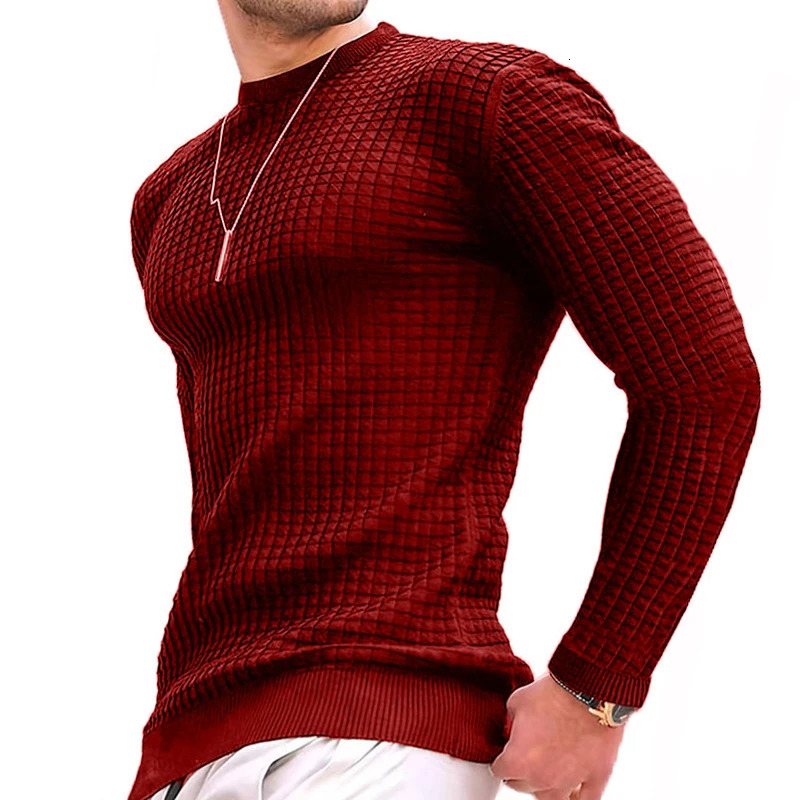 Sweatwear Mens Casual Long Sleeve Basic Knitted Sweater Pullover Male Round Collar Autumn Winter Tops Sweatshirts T-shirt 250616