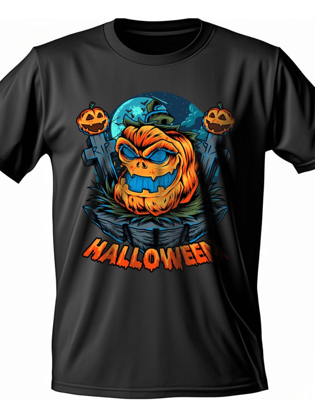 Dongdumaoyi Cotton Black S-3Xl Short Sleeve Graphics White T Shirts Round Collar Adult Men 180G Halloween a41b