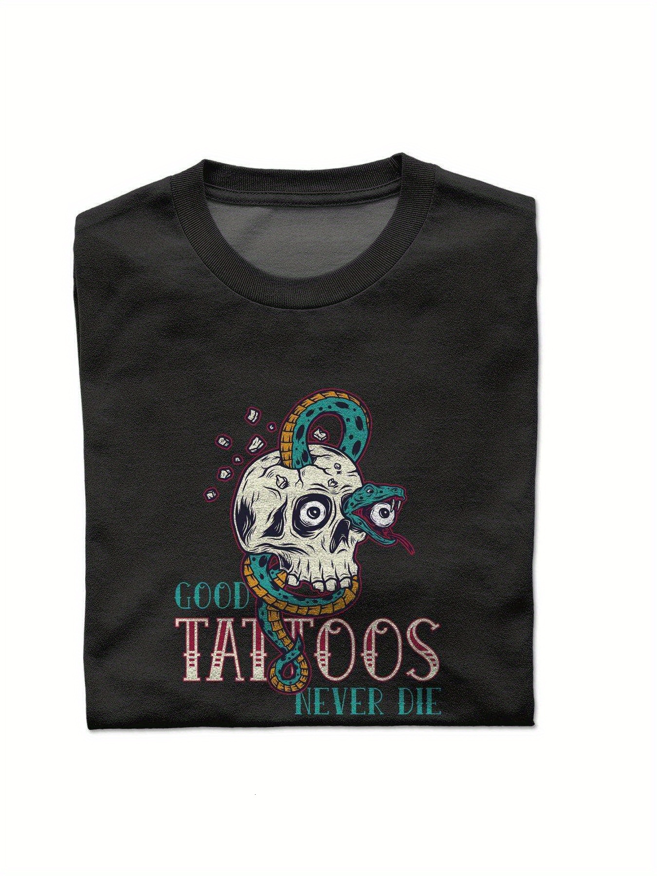 Dongdumaoyi Short Sleeve White Round Collar T Shirts Adult Graphics Black Cotton S-3Xl Men 180G Skull 4cc1