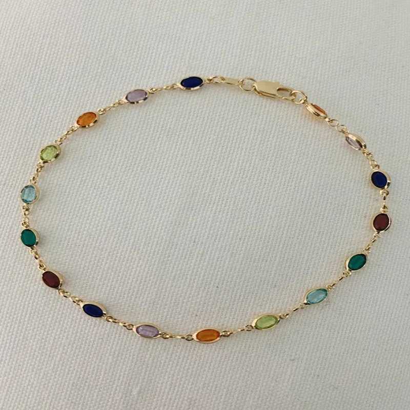 Gold Plated Multi Color Crystal Beads Anklet Chain Ankle Bracelet For Women Girl Summer Ankle Bracelet Boho Beach Foot Chain W250617