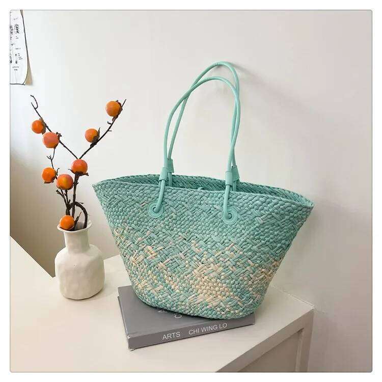 Fashion New Women's Woven Summer Beach Large Capacity Bucket Shoulder Bag