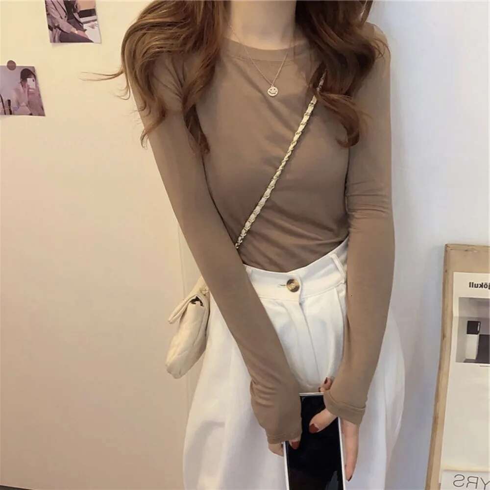 Fitted Slim Blue 2Original Long Sleeve Pulovers High Quality Plain T-shirt Woman Tees Clothing Causal Womens Top Sale Youth O