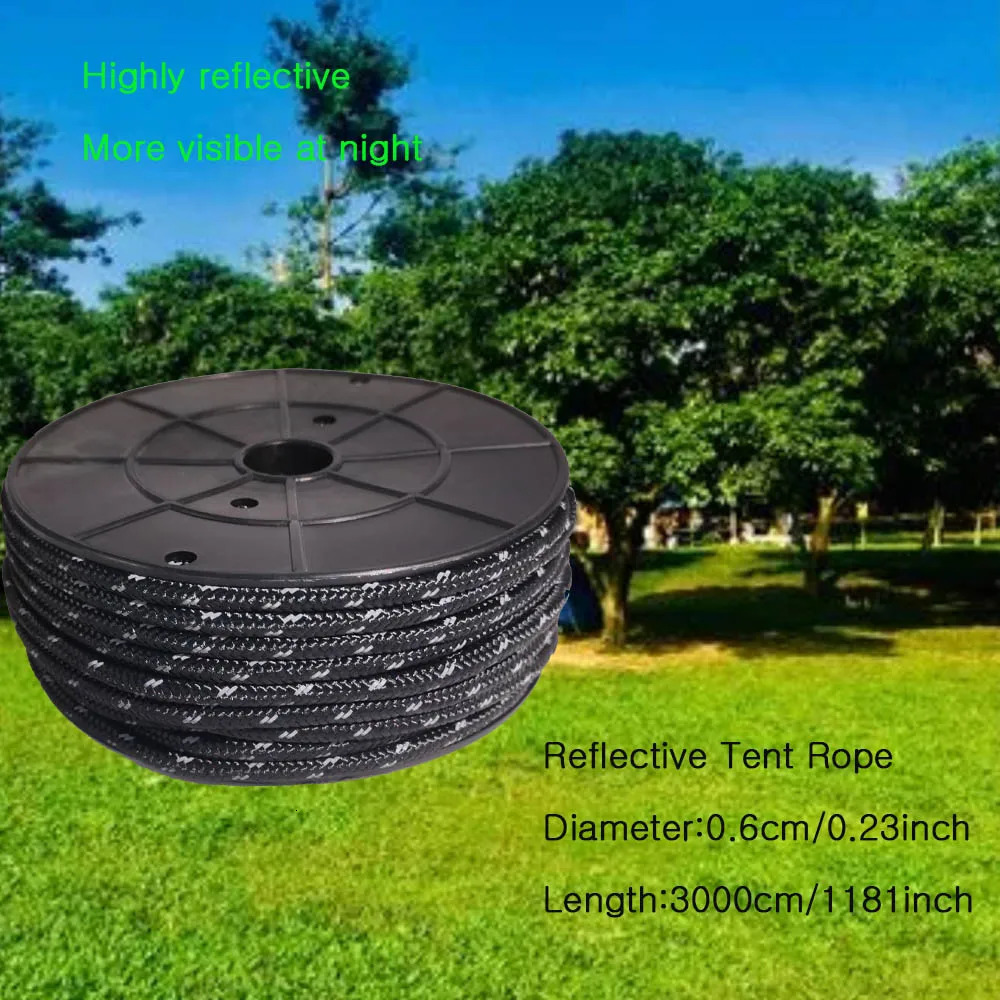 30M Reflective Paracord 6mm Parachute Cord Outdoor Camping survival Rope Durable Umbrella Tent Lanyard Strap Clothesline 250611