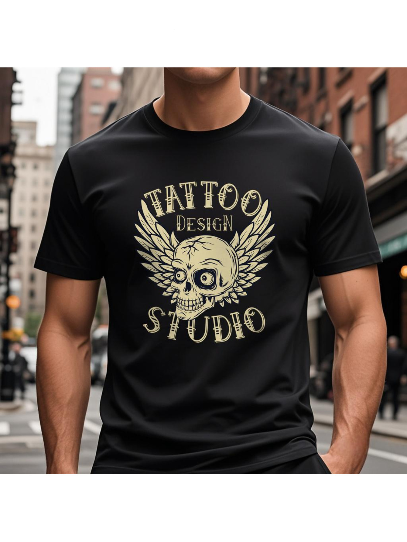 Dongdumaoyi Short Sleeve Adult Black Round Collar T Shirts 180G White Text S-3Xl Graphics Cotton Men Skull 7b5b