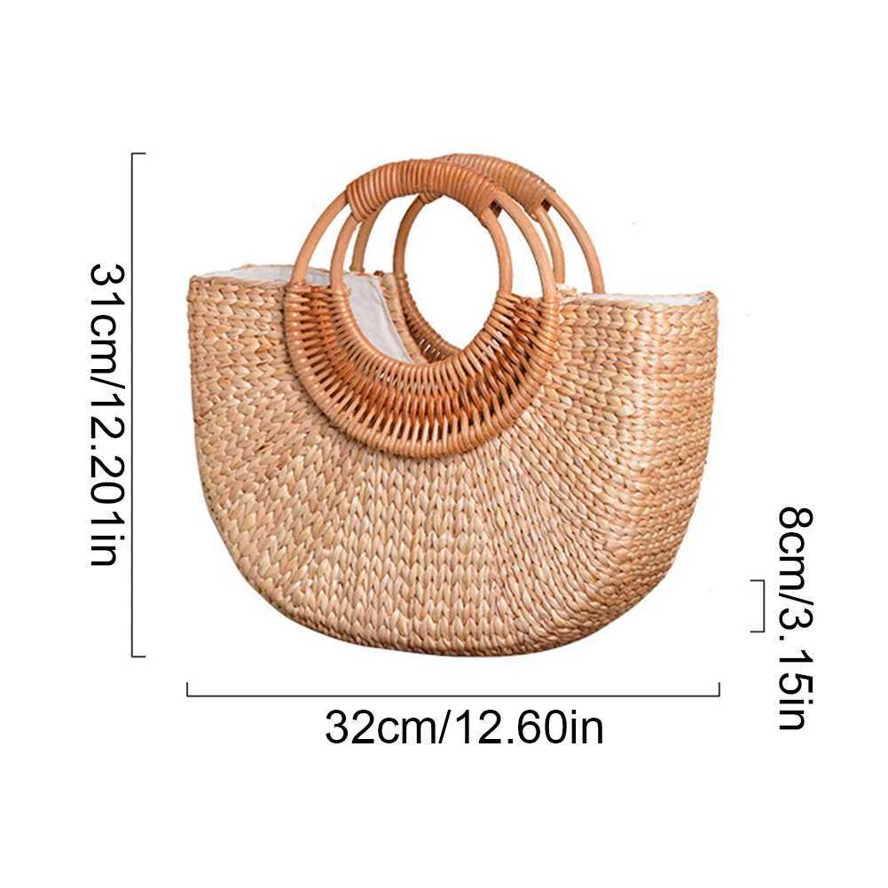 Women Summer Beach Bag Elegant Woven Top Handle Bag Travel Tote Purse Bucket Bag for Travel Vacation Z250617