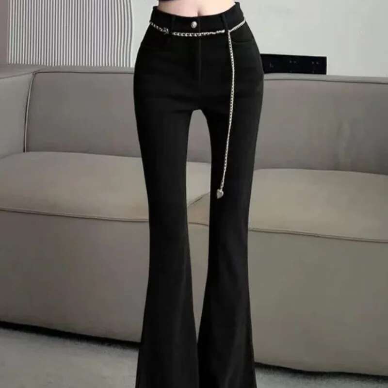 Wide Leg Pants for Women Straight Woman Trousers Korean Fashion Elastic Y2k Streetwear Slacks G Autumn High Quality Casual 90s