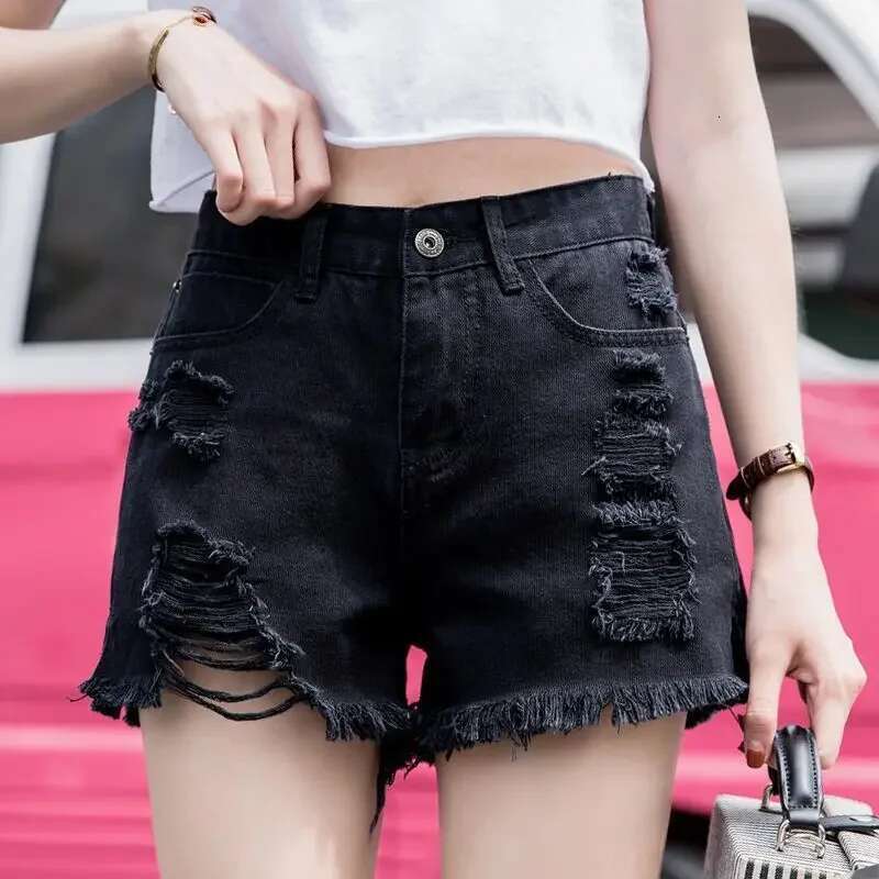 Female Short Jeans Pants With Waist Pocket Wide Casual Womens Denim Shorts To Wear Low Price Fashion Clothing 2025 Wholesale XL